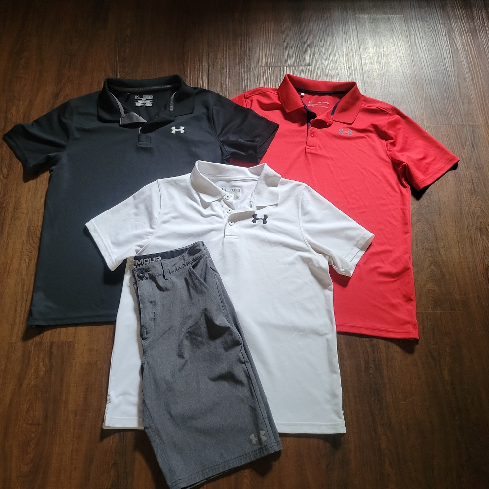 Boys Under Armour Polo Shirts Coordinating Shorts